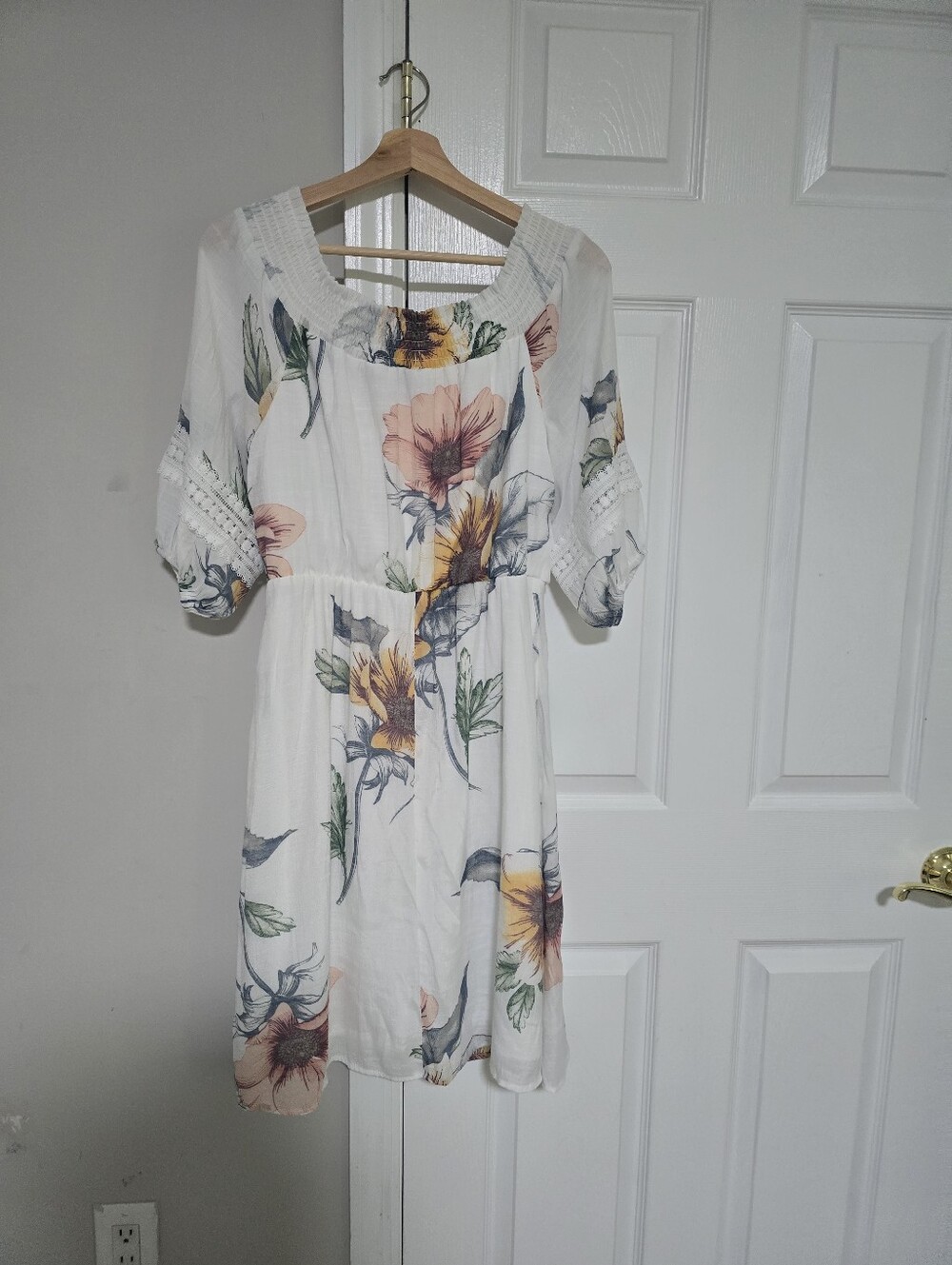 Luxology White Floral Midi Dress with Pink and Yellow Blooms - Picture 8 of 9